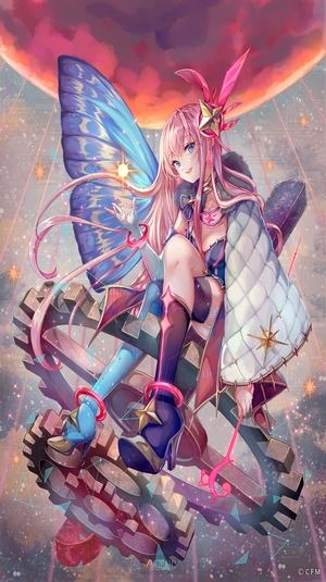 Anime girl with butterfly wings and gears