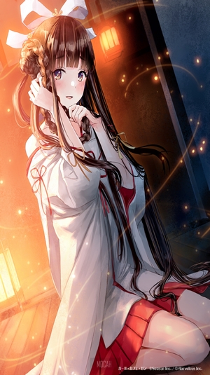 Anime girl in white and red outfit with braided hair