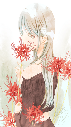 Anime girl with red spider lilies
