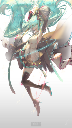 Hatsune Miku from Vocaloid with long twintails