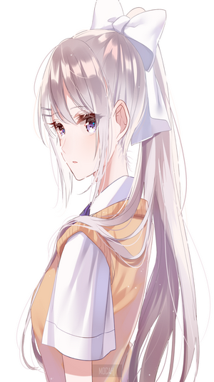 Anime girl with white hair and blue eyes