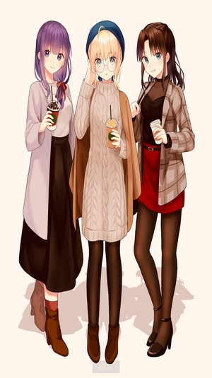Sakura Matou, Saber, and Rin Tohsaka from Fate Series