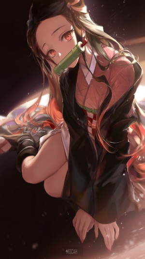 Kamado Nezuko with Multi-Colored Hair in Kimetsu no Yaiba