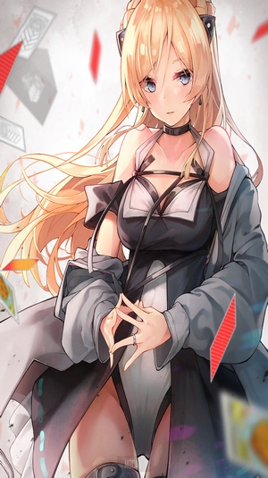 Anime girl with blonde hair and blue eyes