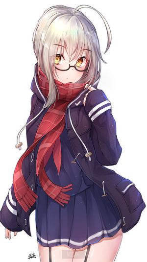 Anime girl with glasses and scarf