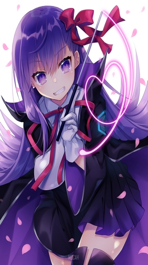 Anime girl with purple hair and magic wand