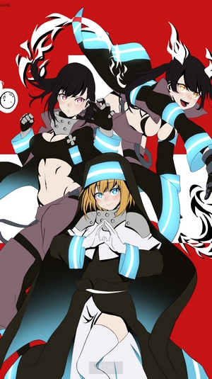 Enen no Shouboutai Trio: Iris, Maki, and Tamaki
