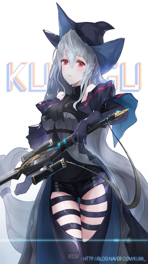 Skadi from Arknights holding a sniper rifle