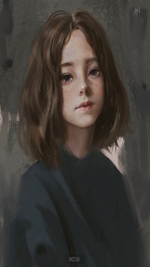 Girl with brown hair and freckles