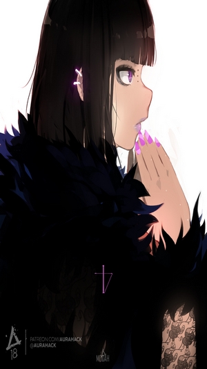 Anime girl with purple eyes and piercings