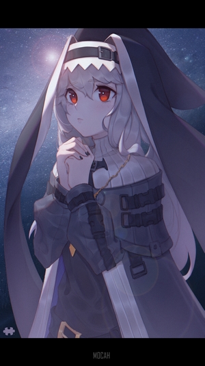 Anime girl with red eyes and bunny ears