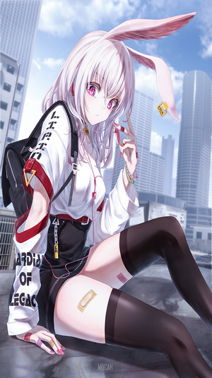 Bae.C Anime Girl with Bunny Ears and Headphones
