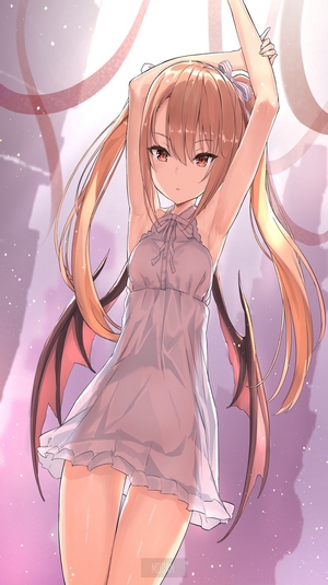 Anime girl with wings in a dress