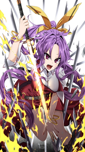 Anime girl with purple hair and sword
