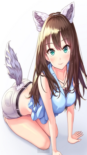 Anime girl with wolf ears and tail