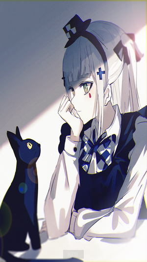HK416 from Girls Frontline with a black cat
