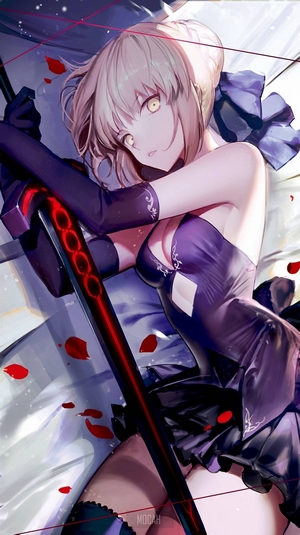 Saber from Fate/Grand Order in Elegant Purple Dress