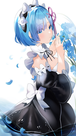 Rem from Re:Zero with Blue Flowers