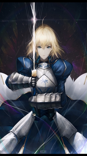 Arturia Pendragon from Fate/Stay Night holding Excalibur