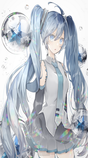 Hatsune Miku anime girl with blue hair and pigtails