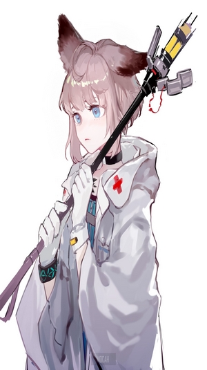 Anime girl with fox ears holding a staff