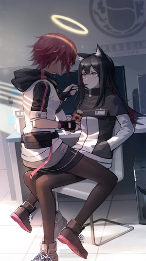 Texas and Exusiai from Arknights