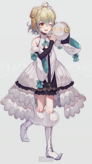 Anime girl with a fluffy creature