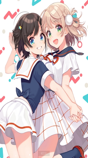 Two anime girls in sailor outfits