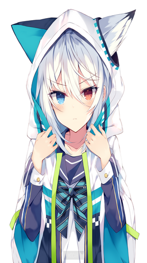 Anime Girl with White Hair and Heterochromatic Eyes
