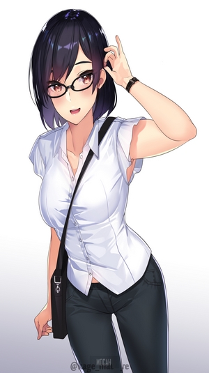 Anime Girl with Glasses and Casual Outfit