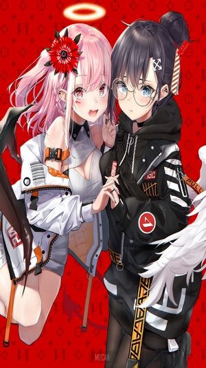 Anime girls with halo and wings