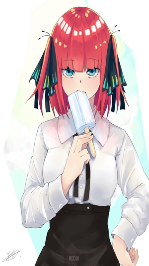Nino Nakano from The Quintessential Quintuplets eating popsicle