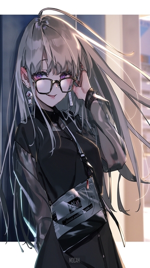 Anime girl with glasses and long hair