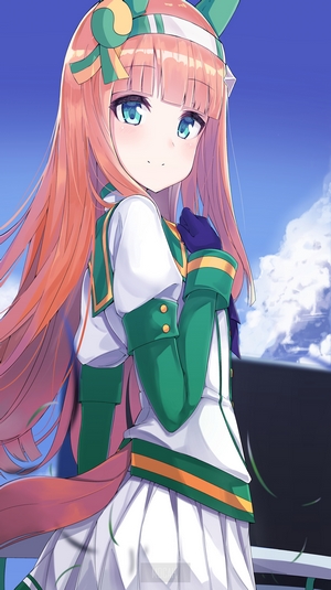 Anime girl with orange hair and blue eyes