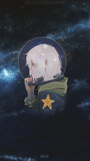 Anime girl with stars in space
