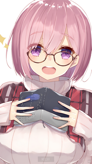 Mash Kyrielight from Fate/Grand Order holding a book