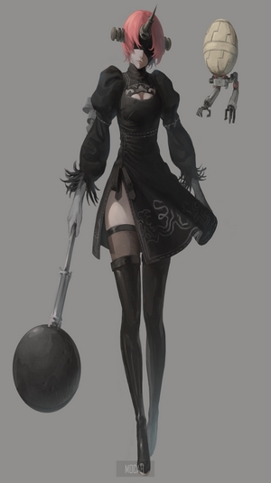 Frankenstein's Monster from Fate/Apocrypha and 2B from Nier: Automata Crossover
