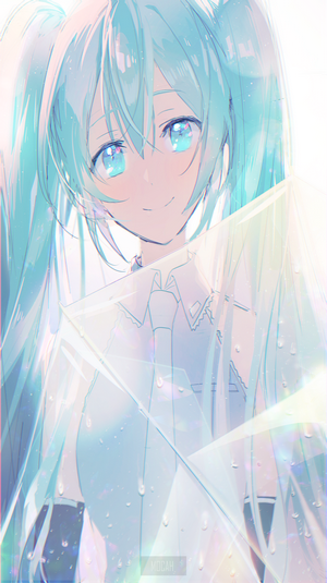 Hatsune Miku from Vocaloid with blue hair and eyes