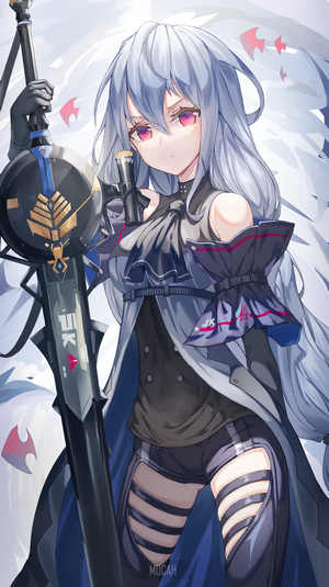Skadi Wielding Sword in Arknights Art