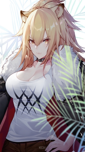 Siege from Arknights with Blonde Hair and Animal Ears