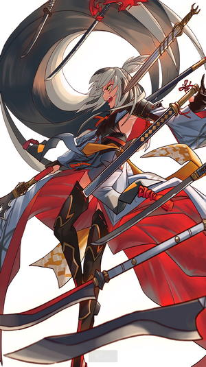 Nagao Kagetora Wielding Swords in Fate/Grand Order