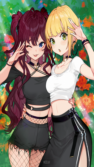 Anime girls with blonde and black hair