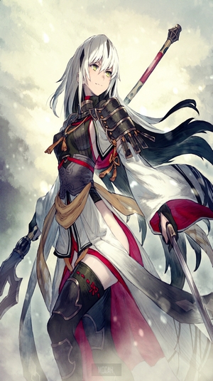 Fate/Grand Order White-Haired Anime Warrior Girl