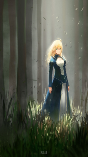Saber from Fate Series in a Forest
