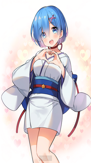 Rem from Re:Zero in a Kimono