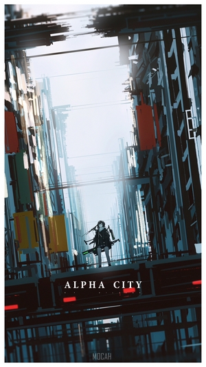 Anime girl with weapons in Alpha City