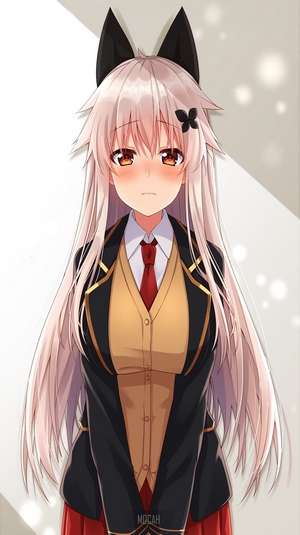 Anime girl with long gray hair and fox ears