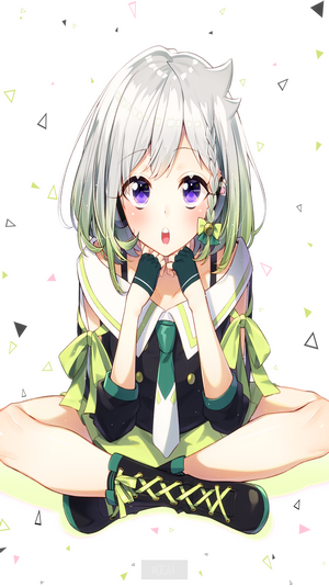 Anime girl with white hair and purple eyes