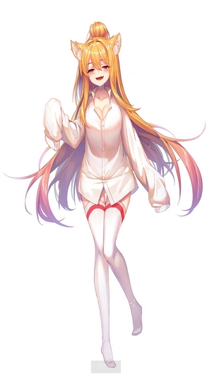 Anime girl with blonde hair and neko ears