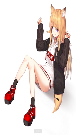 Anime girl with blonde hair and neko ears